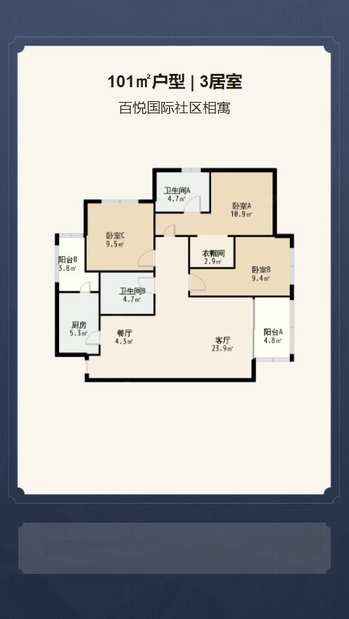 3居室101㎡【百悦国际社区相寓】