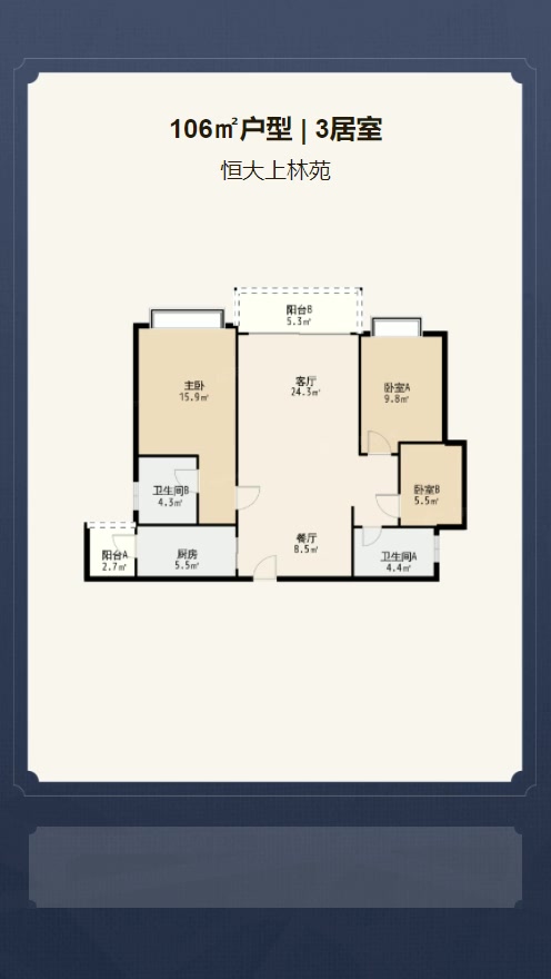 3居室106㎡【恒大上林苑】