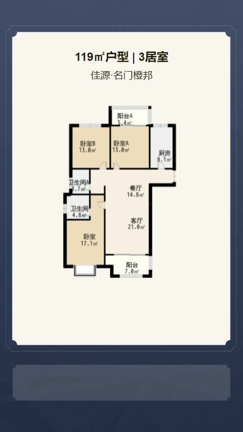 3居室119㎡【佳源·名门橙邦】