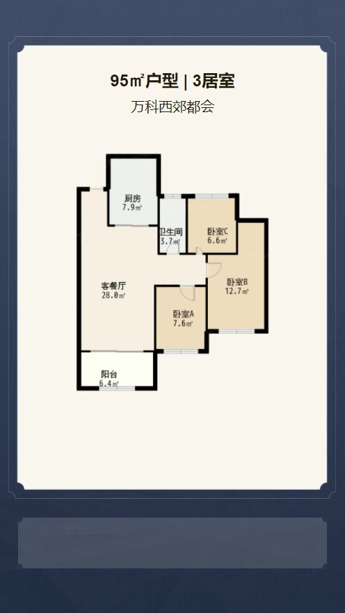 3居室95㎡【万科西郊都会】