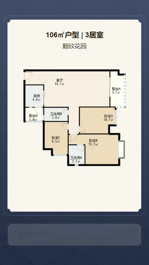 3居室106㎡【顺欣花园】