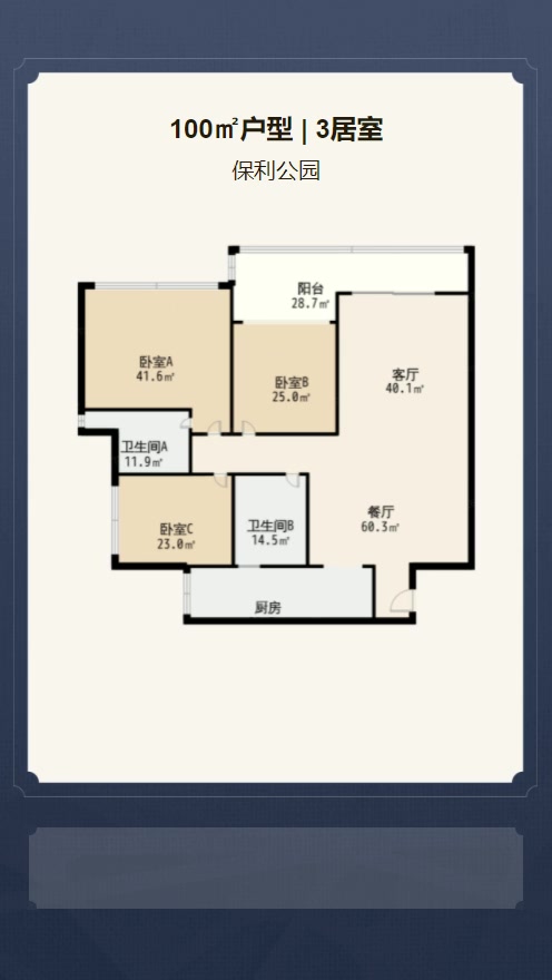 3居室100㎡【保利公园】