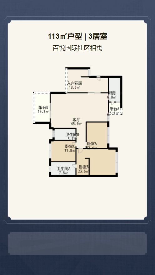 3居室113㎡【百悦国际社区相寓】